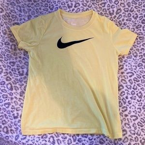 Yellow Nike Shirt Women Medium with Black Swoosh